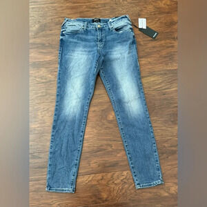 TRUE RELIGION JENNIE CRYSTAL HS SKINNY JEAN MID RISE NWT SIZE 28 GOLD RHINESTONE